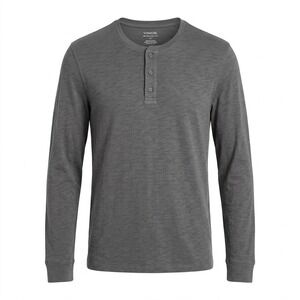 NEW Vince Men's MEDIUM Cotton Long Sleeve Henley Shirt Charcoal Grey Top - CJ